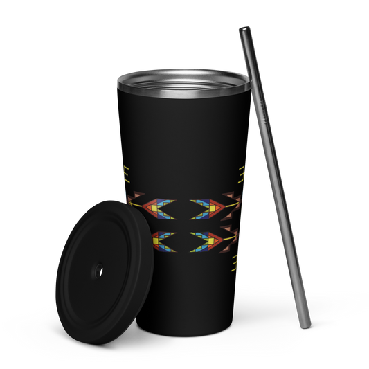 Insulated tumbler with a straw