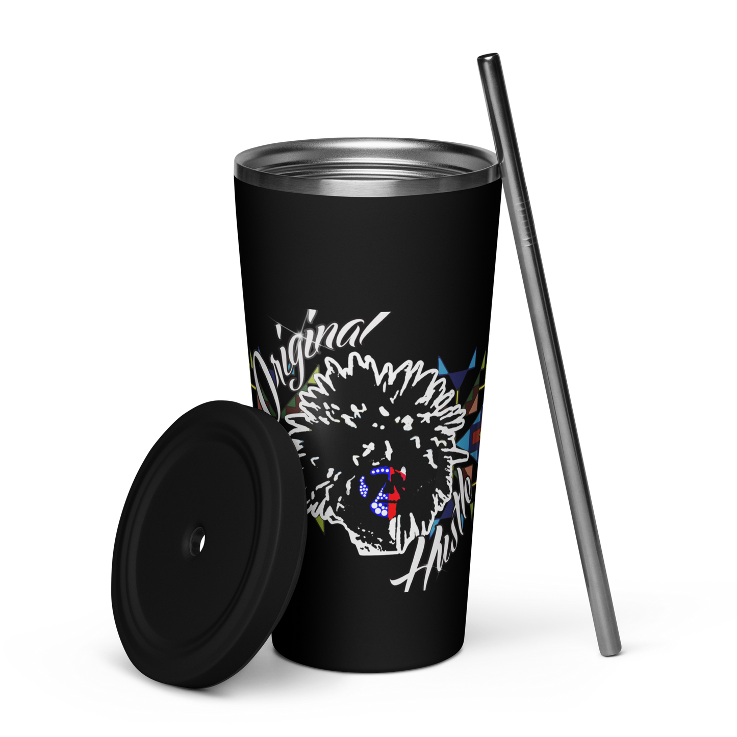 Insulated tumbler with a straw