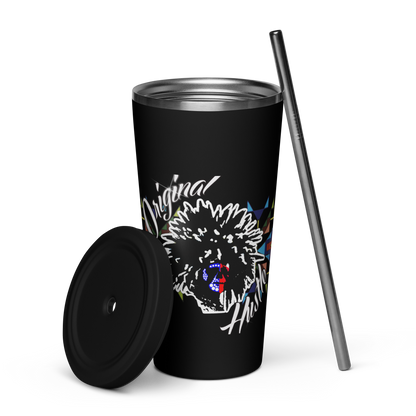 Insulated tumbler with a straw