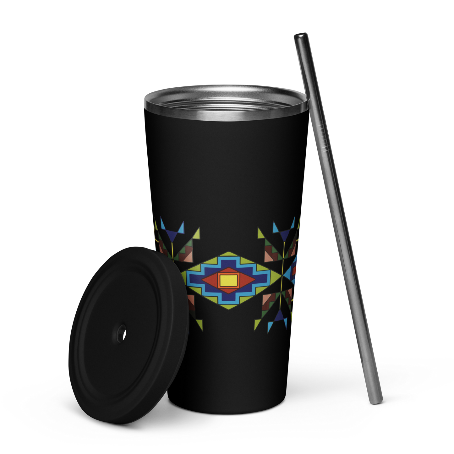 Insulated tumbler with a straw