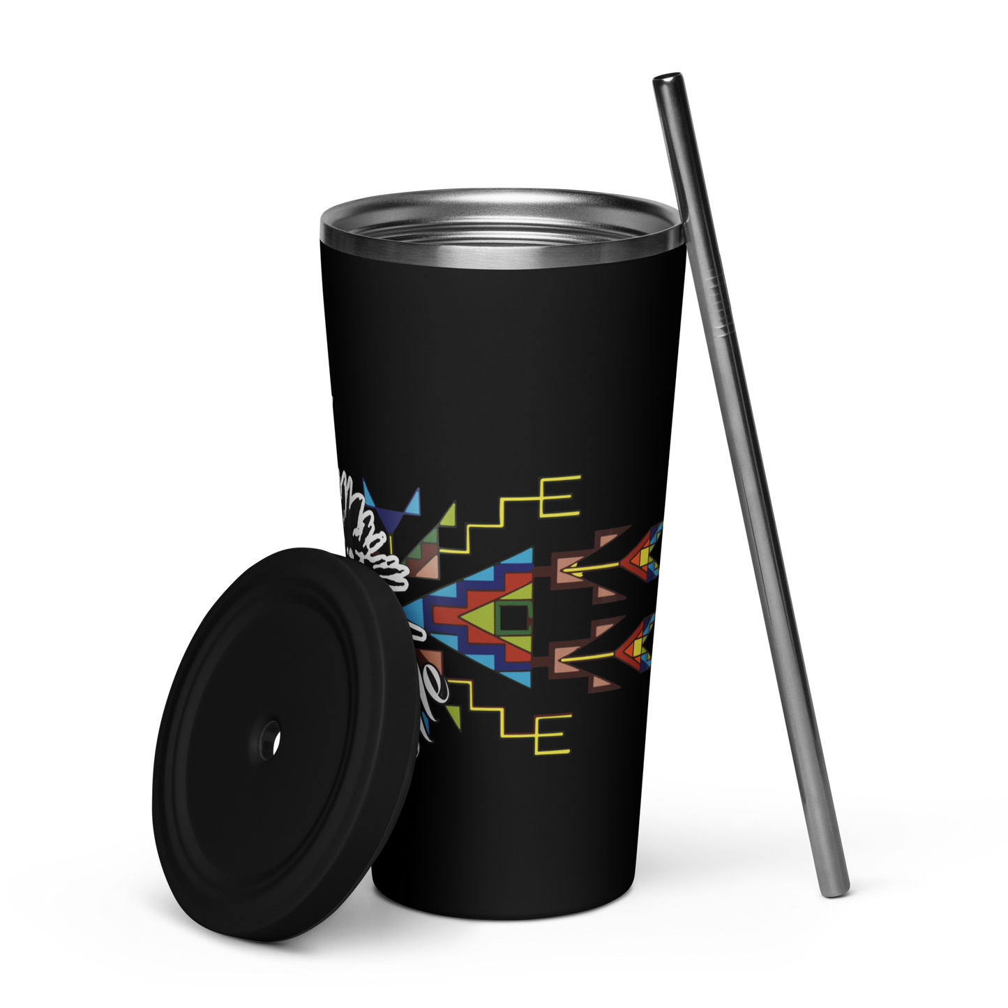 Insulated tumbler with a straw