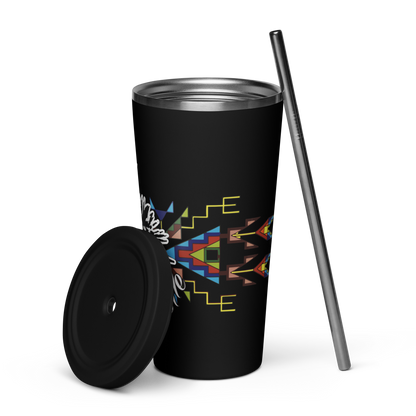 Insulated tumbler with a straw