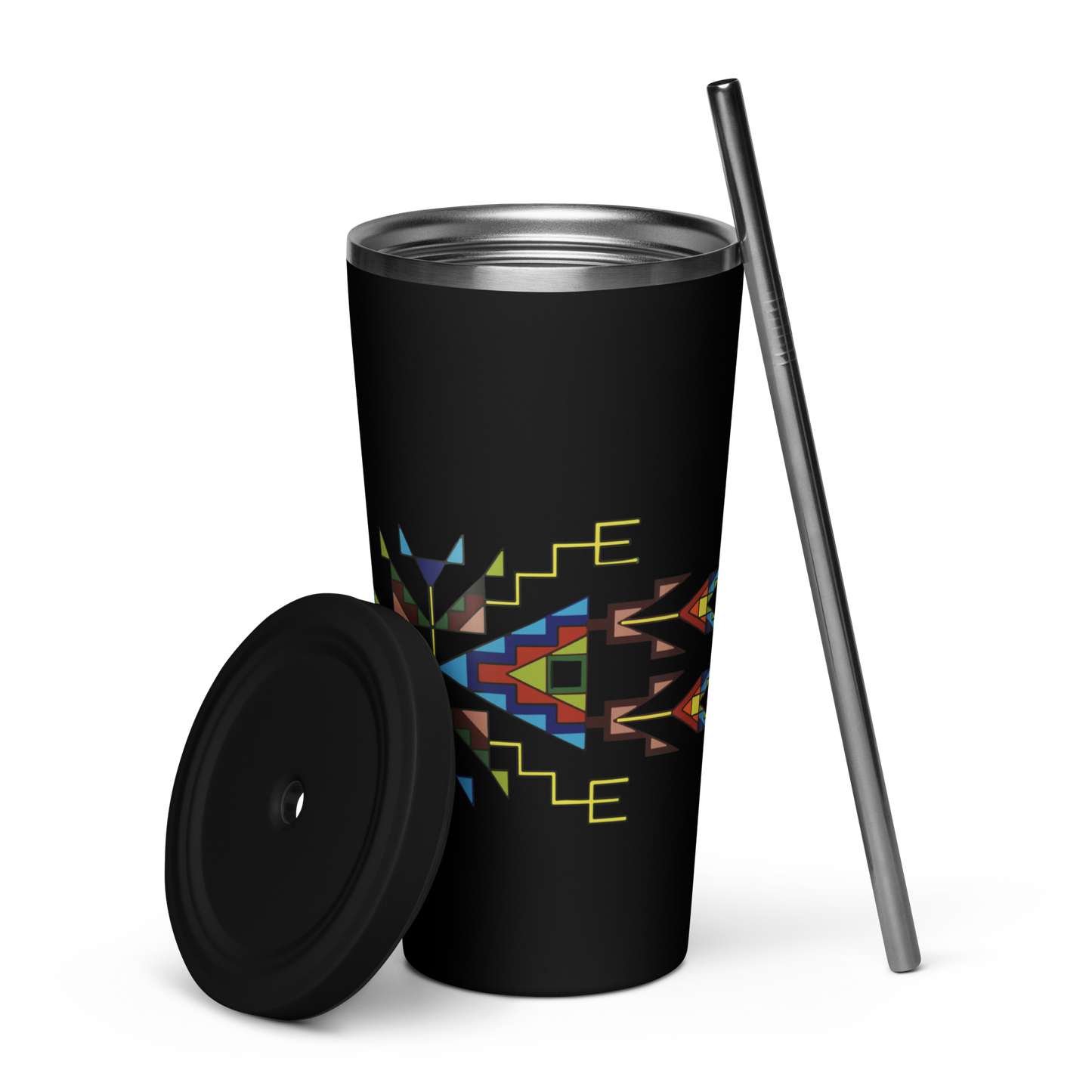 Insulated tumbler with a straw