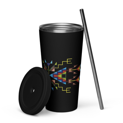 Insulated tumbler with a straw