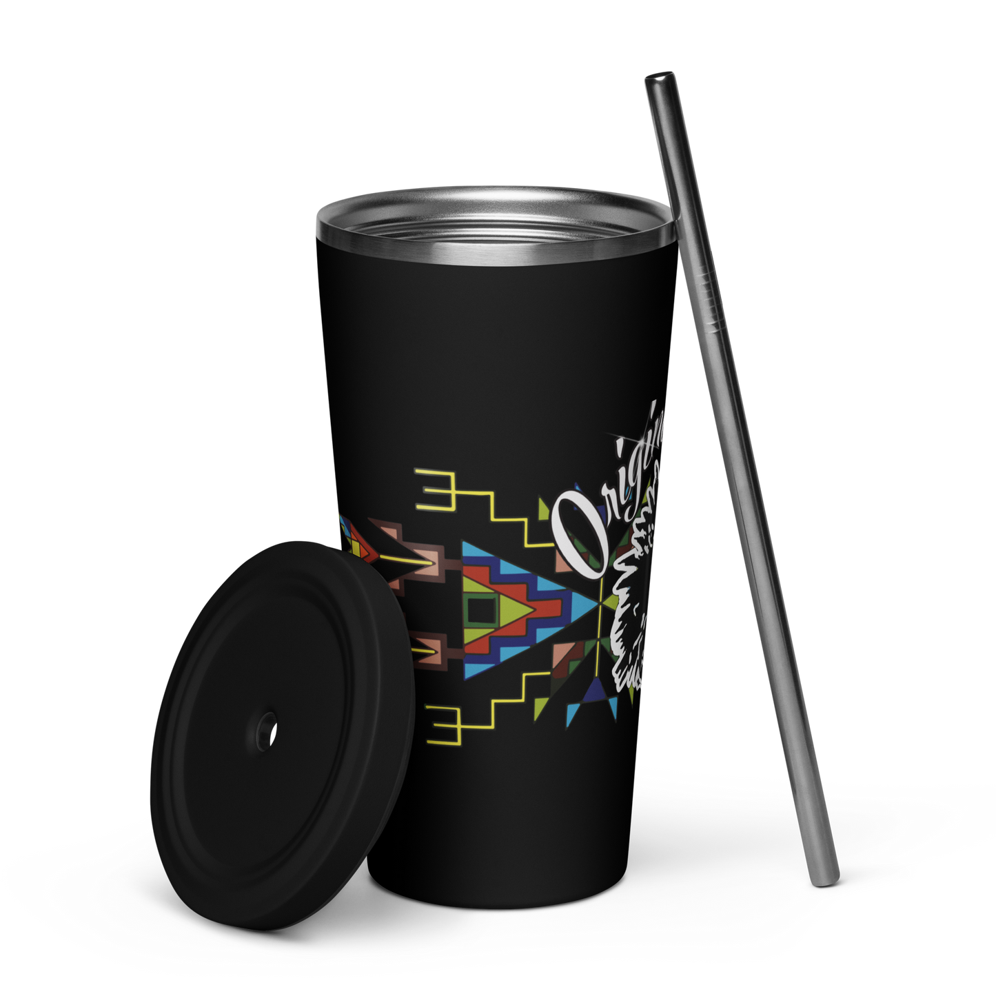 Insulated tumbler with a straw