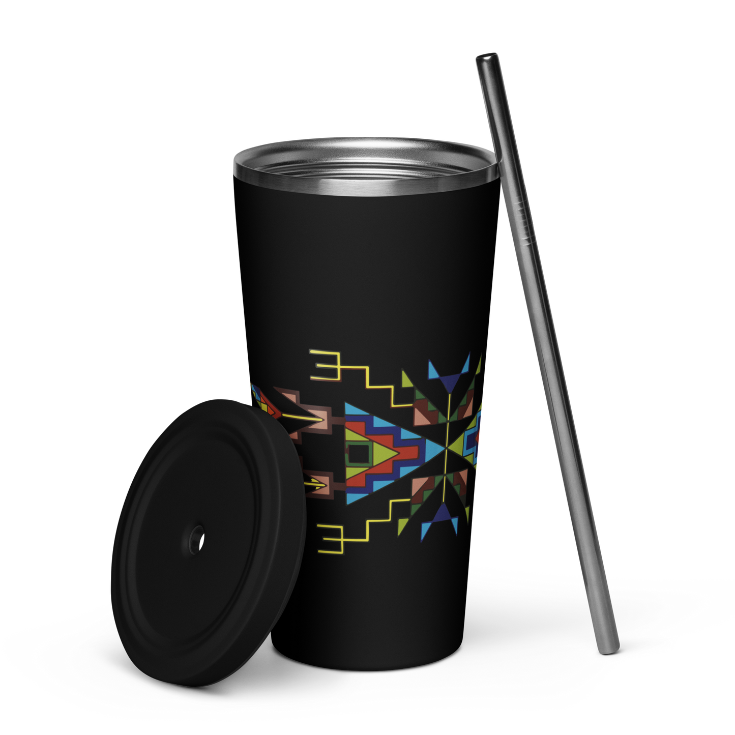 Insulated tumbler with a straw