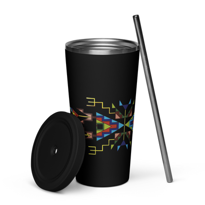 Insulated tumbler with a straw