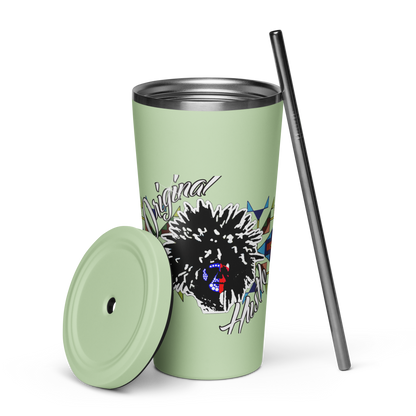 Insulated tumbler with a straw