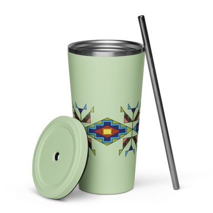 Insulated tumbler with a straw