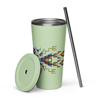 Insulated tumbler with a straw