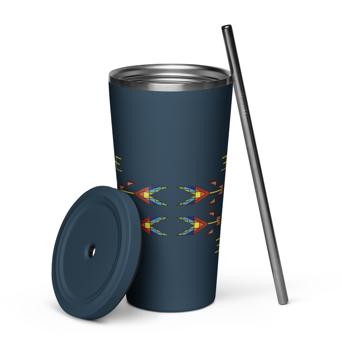 Insulated tumbler with a straw