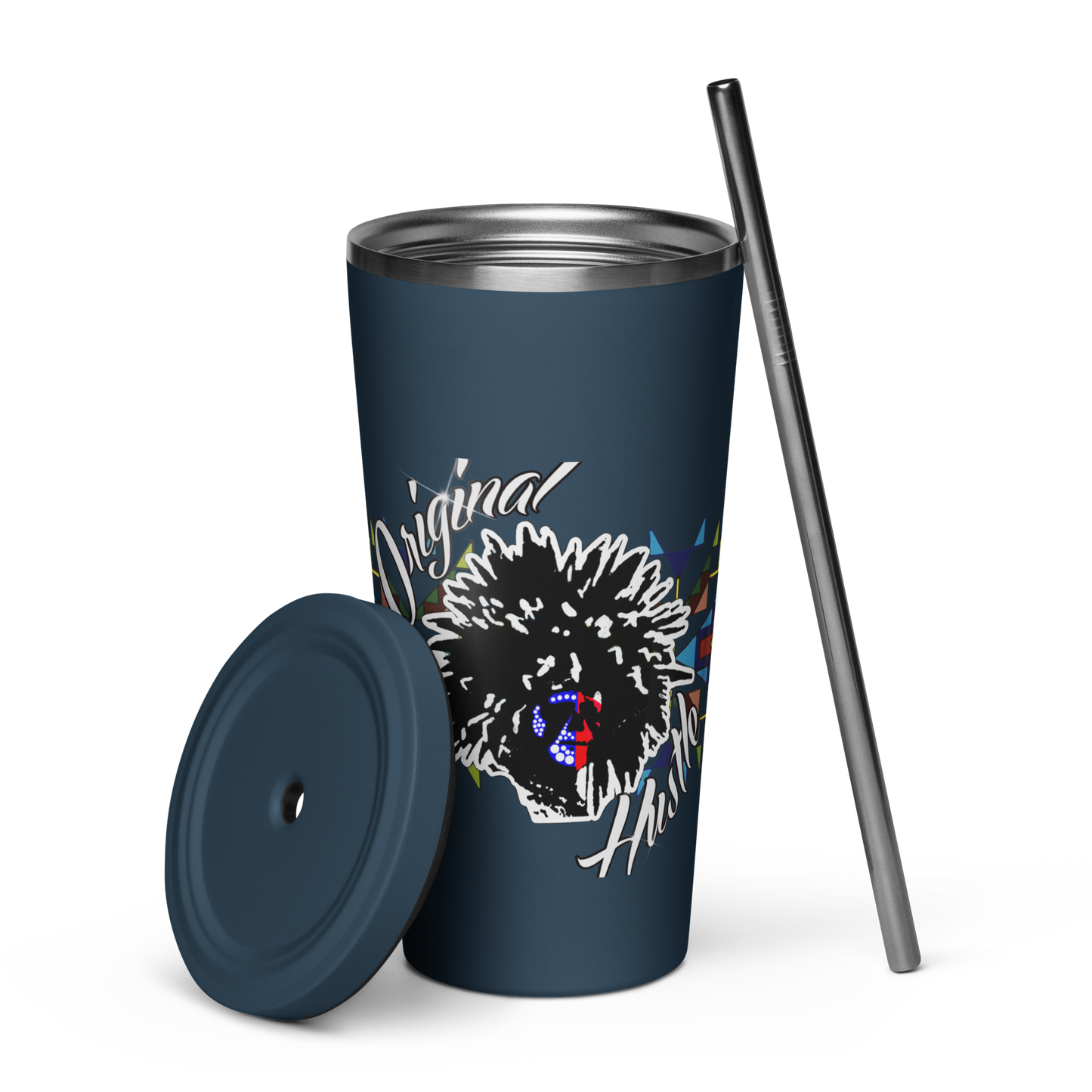 Insulated tumbler with a straw