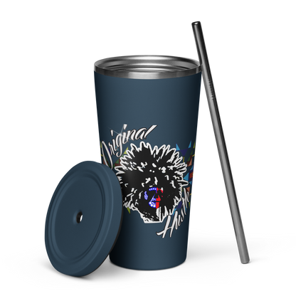 Insulated tumbler with a straw