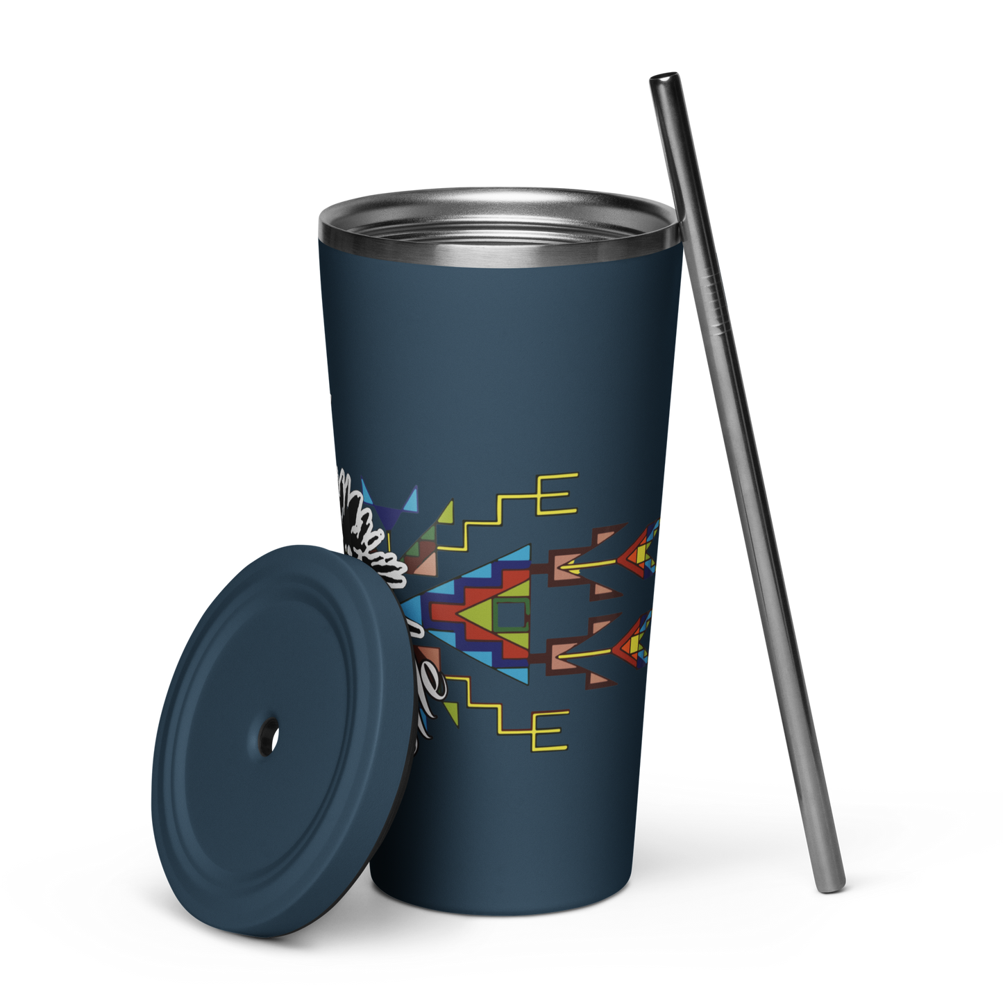 Insulated tumbler with a straw