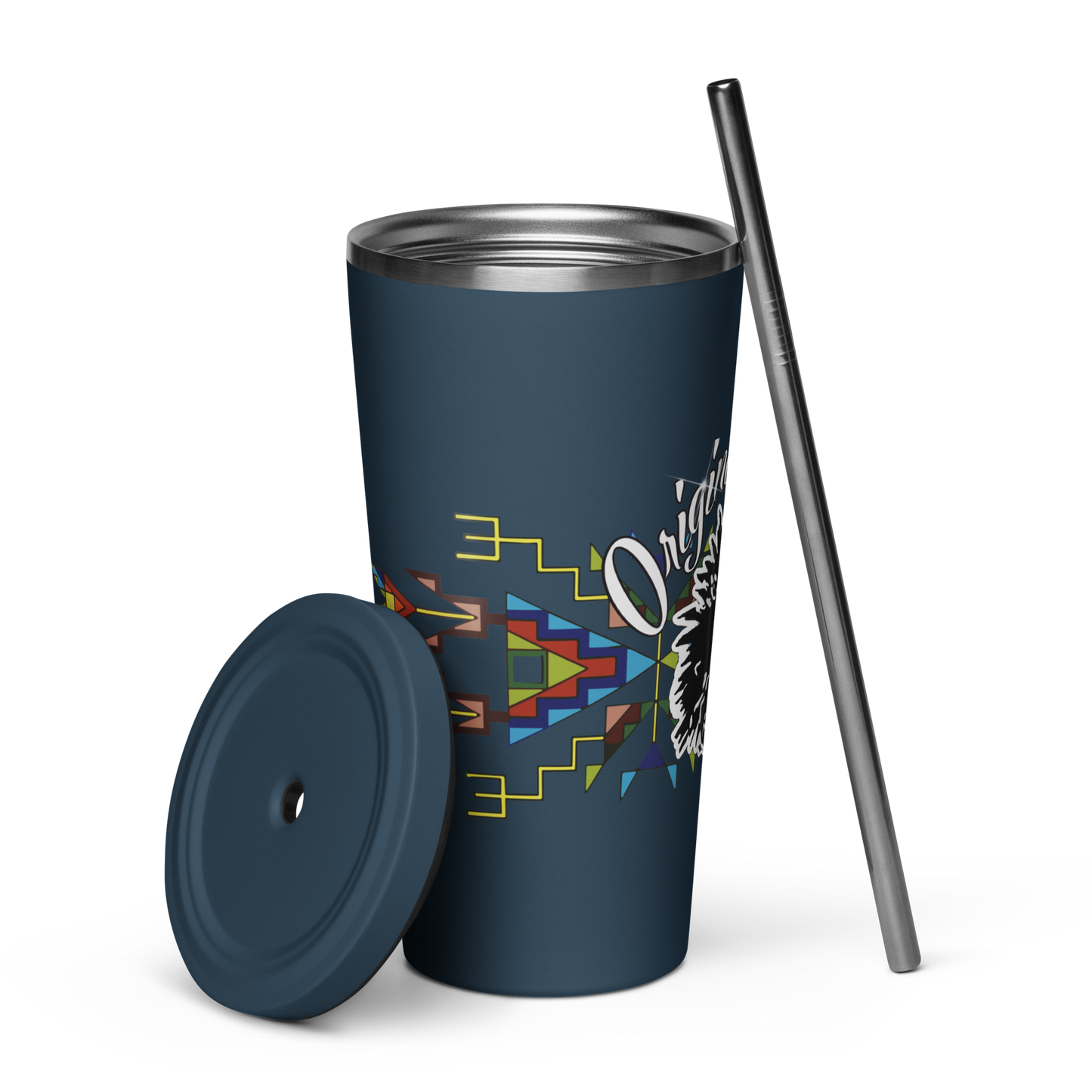 Insulated tumbler with a straw