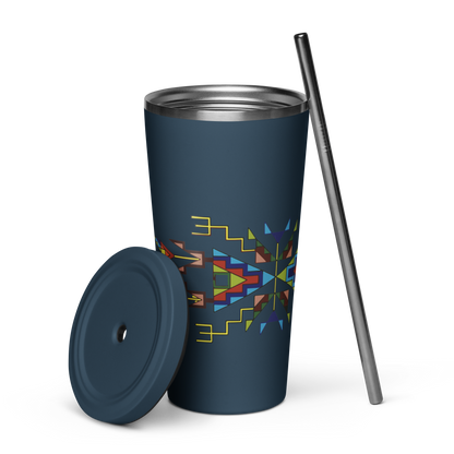 Insulated tumbler with a straw