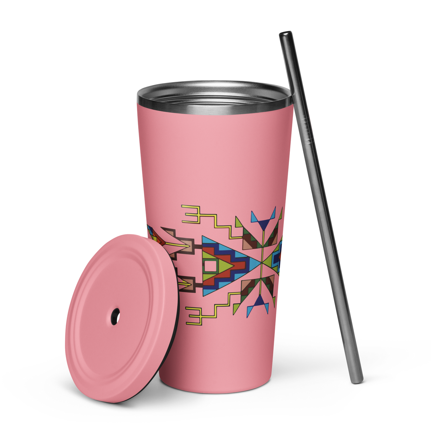 Insulated tumbler with a straw