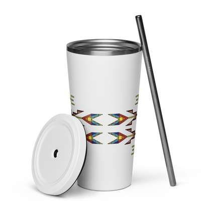 Insulated tumbler with a straw