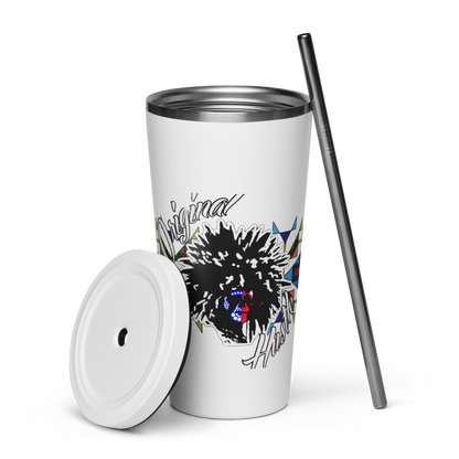 Insulated tumbler with a straw