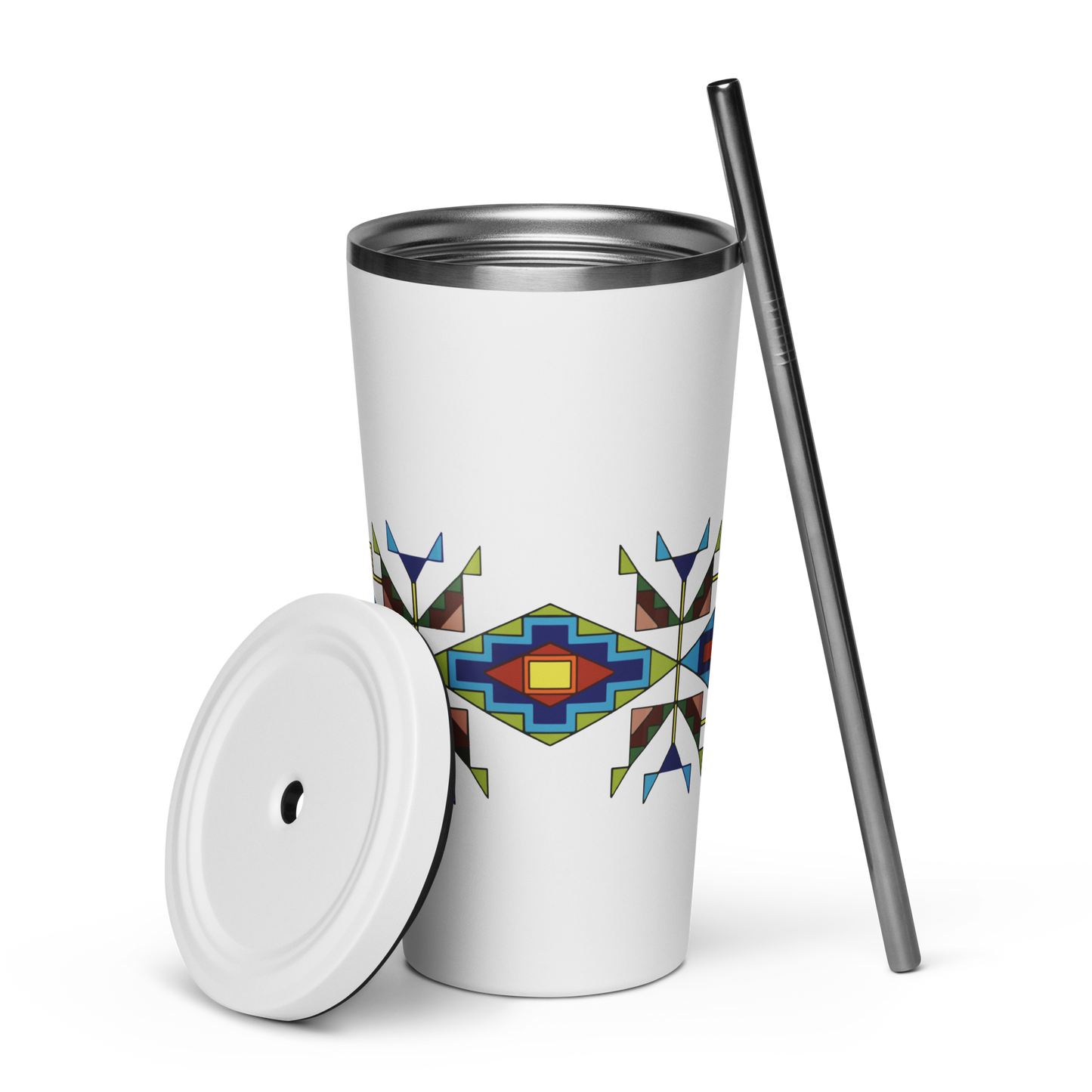 Insulated tumbler with a straw