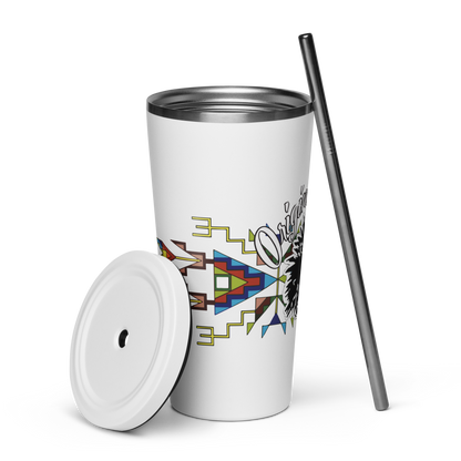 Insulated tumbler with a straw